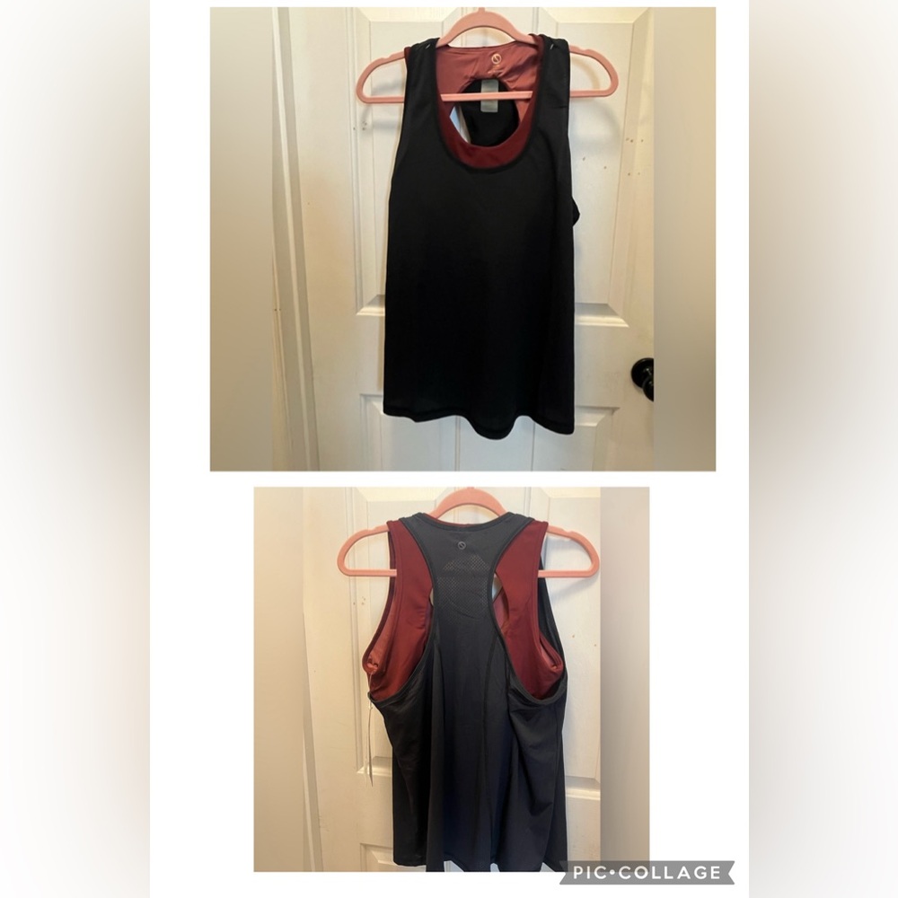 NWT Shape Blaze Tank w/ Sports Bra - Black/Port (Burgundy) - Sz Large